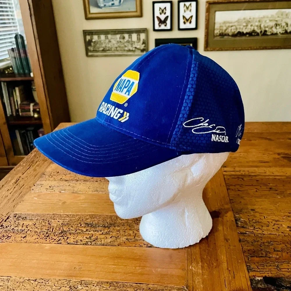 NWOT Napa Racing strap-back adjustable signature cap hat OS blue yellow white
